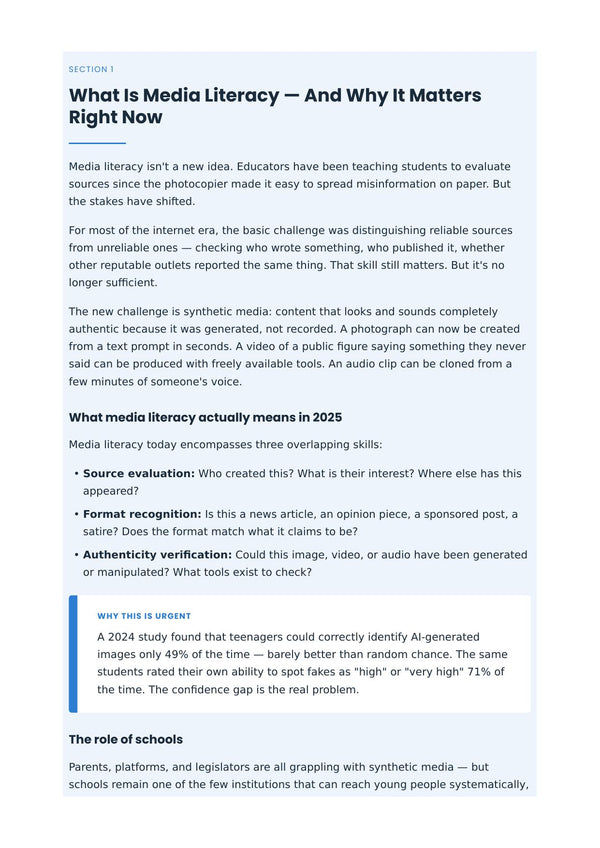 The Classroom Fact-Check Playbook: Teaching Media Literacy in the Age of AI page 2