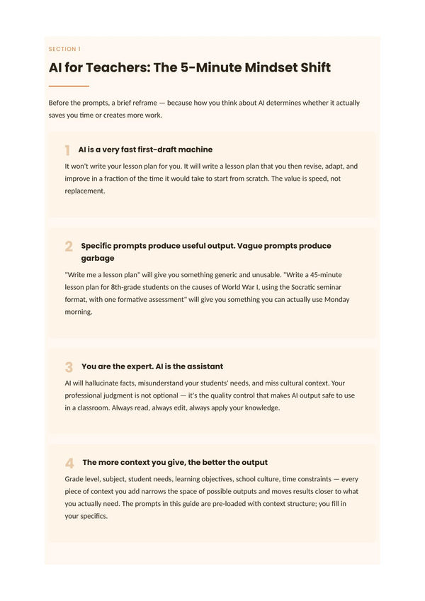 The Teacher's AI Prompt Playbook: 100+ Templates for Lesson Plans, Grading & Admin page 2